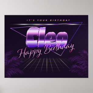 Cleo Name Vorname lila retro Poster Geburtstag