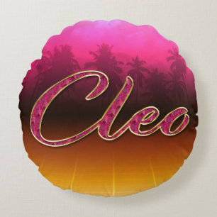 Cleo Vorname Name golden pink Kissen Round Cushion