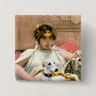 Cleopatra and White Whippet 15 Cm Square Badge