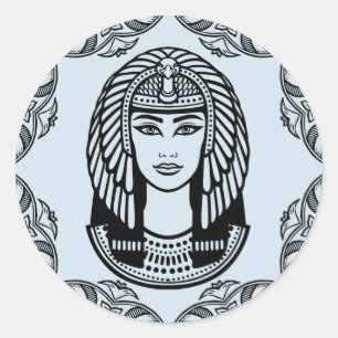 Cleopatra Egyptian on Blue Decorative Classic Round Sticker