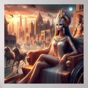 Cleopatra queen on chariot poster