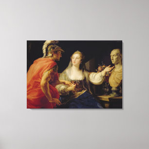 Cleopatra showing Octavius the bust of Julius Canvas Print