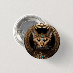 Cleopatra The Gold Egyptian Cat, 3 Cm Round Badge