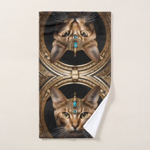 Cleopatra The Gold Egyptian Cat, Hand Towel