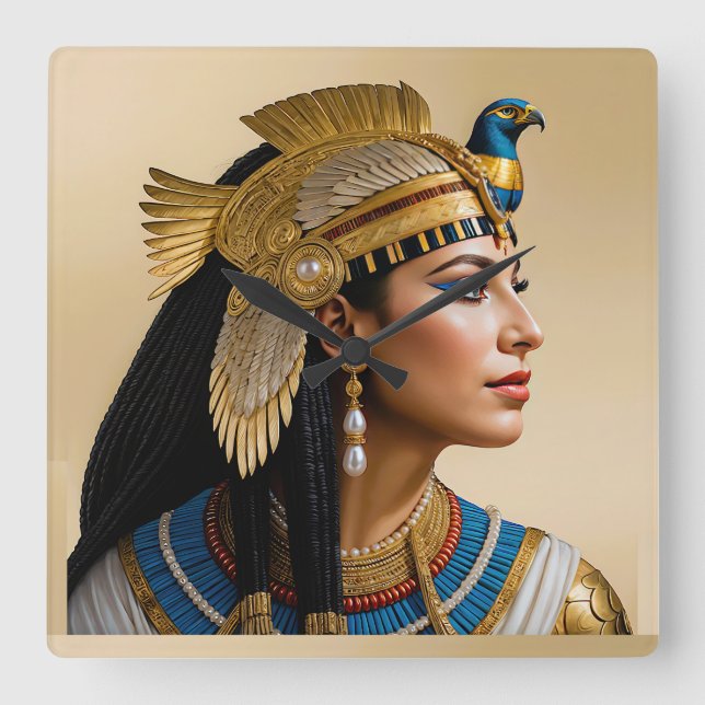“Cleopatra VII's Realism: A Portrait”  Square Wall Clock (Front)