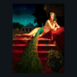Cleopatra Vintage Art Deco Fantasy Art Poster<br><div class="desc">This is a digitally enhanced print of a vintage Art Deco fantasy art painting of Ceopatra with a peacock by Edward Mason Eggleston</div>