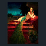 Cleopatra Vintage Art Deco Fantasy Art Poster<br><div class="desc">This is a digitally enhanced print of a vintage Art Deco fantasy art painting of Ceopatra with a peacock by Edward Mason Eggleston</div>