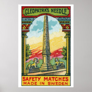 Cleopatra's Needle Matchbox Art Print, Swedish Poster