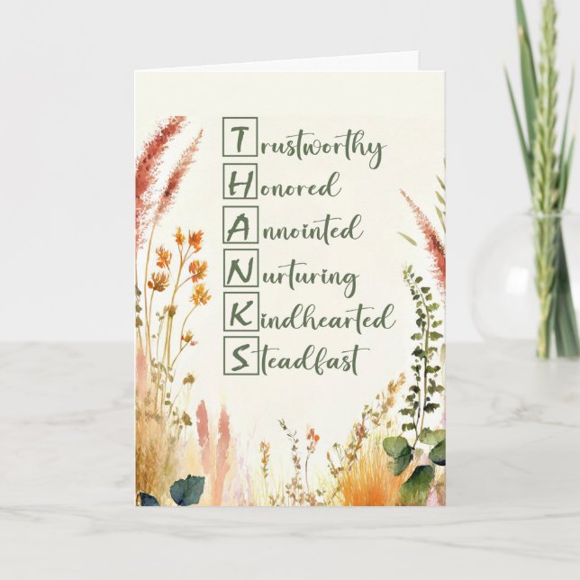 Clergy Appreciation Day Blessings Acrostic Words Card (Front)