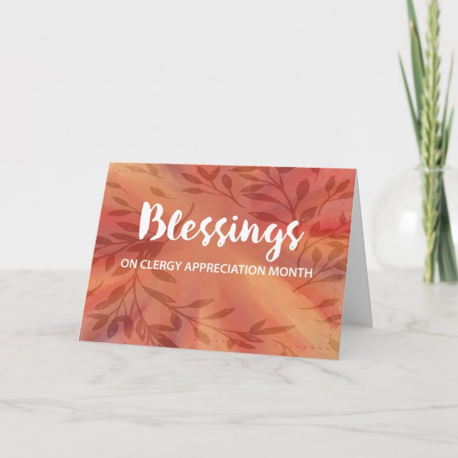Clergy Appreciation Month Blessings Watercolor Card (Front)