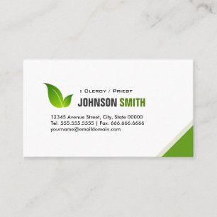 Clergy / Priest - Elegant Modern Green Business Card