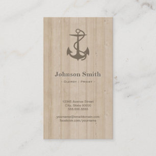 Clergy / Priest - Nautical Anchor Wood Business Card