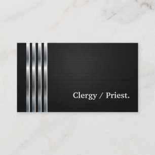 Clergy / Priest Professional Black Silver Business Card