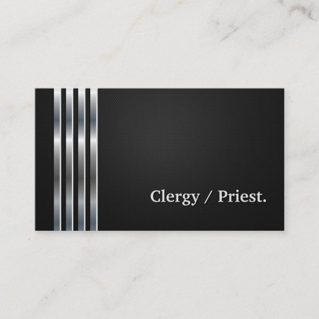 Clergy / Priest Professional Black Silver Business Card (Front)
