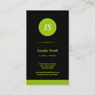 Clergy / Priest - Stylish Apple Green Business Card