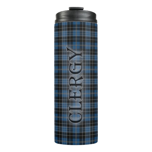 Clergy Tartan with the Last Name Thermal Tumbler (Front)