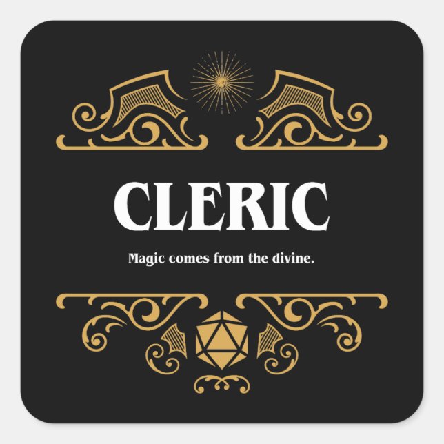 Cleric Class Tabletop RPG Gaming Square Sticker (Front)