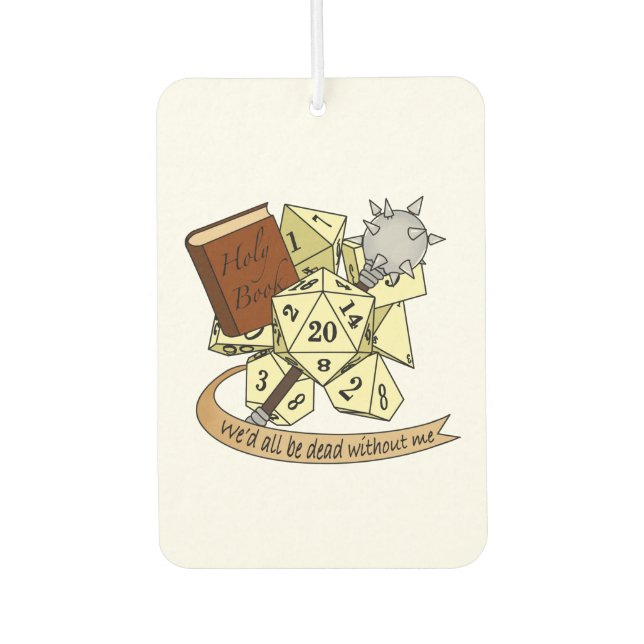 Cleric Dice Design Car Air Freshener (Front)