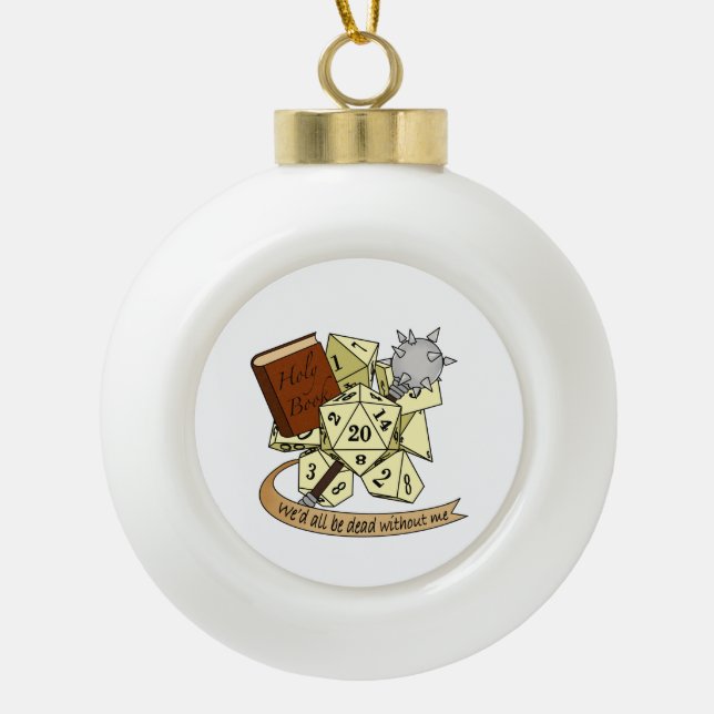 Cleric Dice Design Ceramic Ball Christmas Ornament (Front)