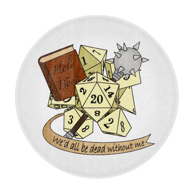 Cleric Dice Design Cutting Board (Front)