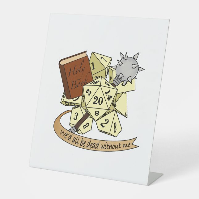 Cleric Dice Design Pedestal Sign (Front)