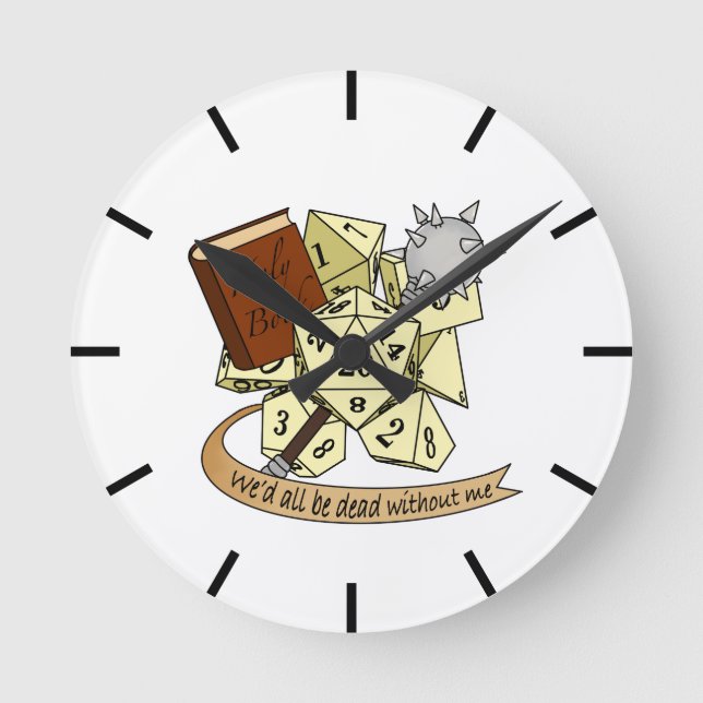 Cleric Dice Design Round Clock (Front)