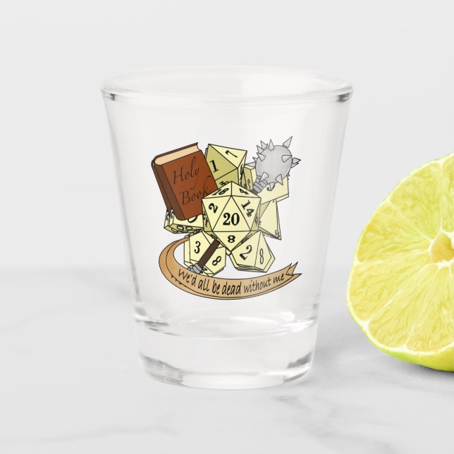 Cleric Dice Design Shot Glass (Front)