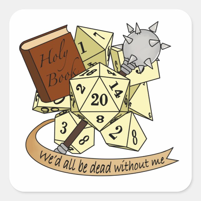 Cleric Dice Design Square Sticker (Front)
