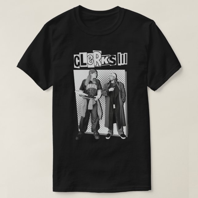 Clerks III Jay and Silent Bob Black & White Movie  T-Shirt (Design Front)