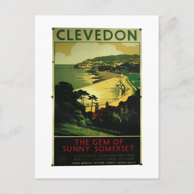 Clevedon vintage advertising poster postcard (Front)
