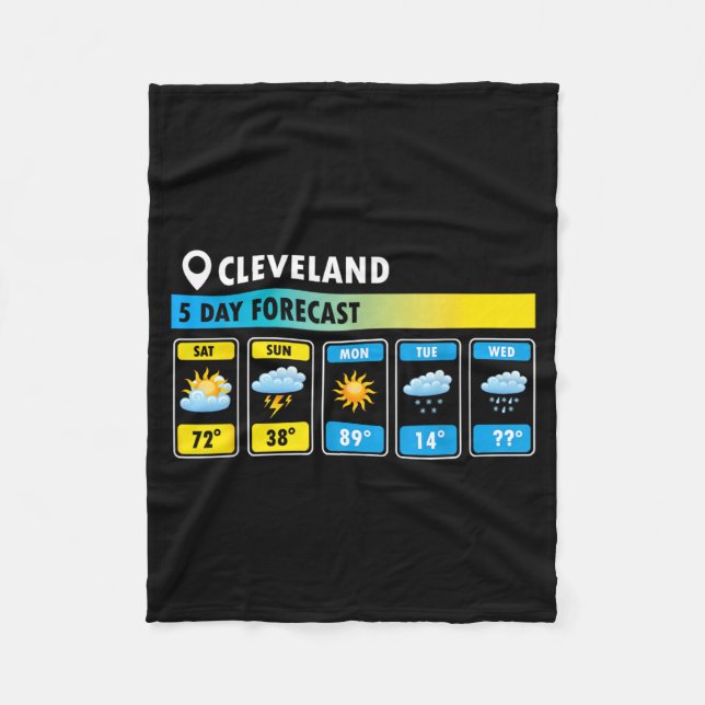 Cleveland-5 Day Forecast Funny Fleece Blanket (Front)