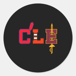 Cleveland Baseball Bats Vintage Ohio Cle Retro Gif Classic Round Sticker