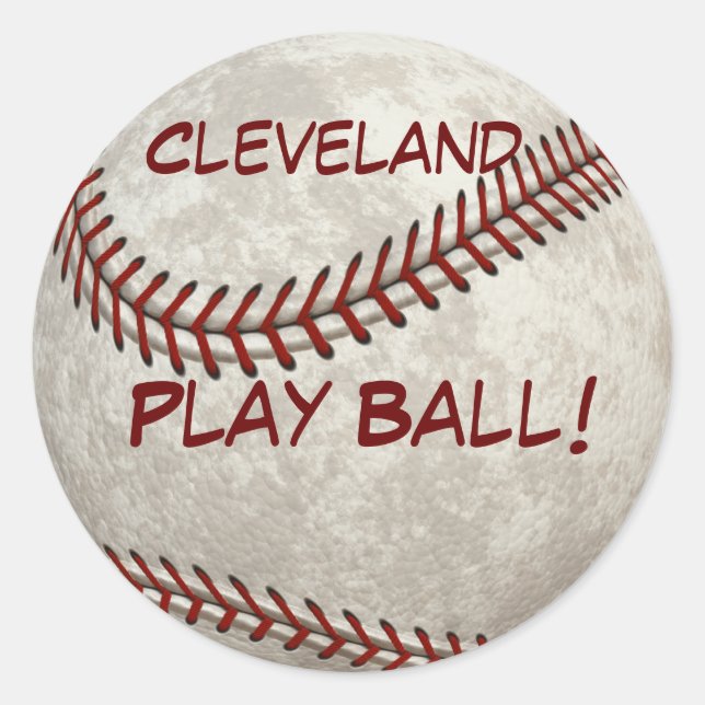 Cleveland Baseball  Play Ball! American Past-time Classic Round Sticker (Front)