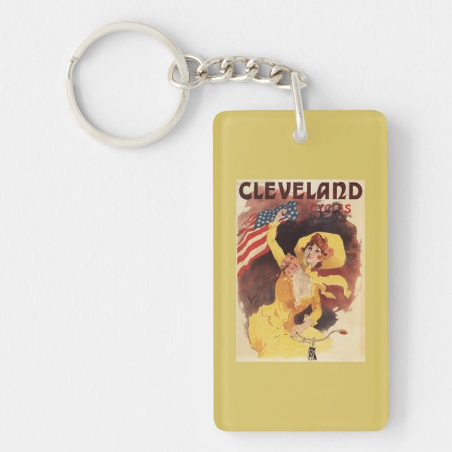 Cleveland Bicycles American Girl in Yellow Key Ring (Front)