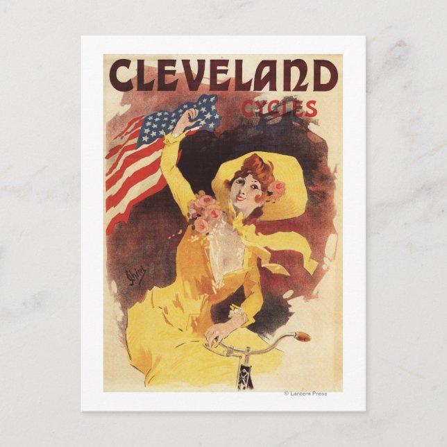 Cleveland Bicycles American Girl in Yellow Postcard (Front)