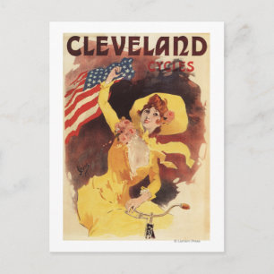 Cleveland Bicycles American Girl in Yellow Postcard