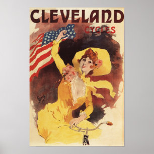 Cleveland Bicycles American Girl in Yellow Poster