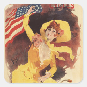 Cleveland Bicycles American Girl in Yellow Square Sticker
