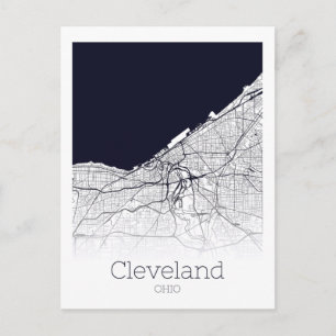 Cleveland City Map Postcard
