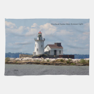 Cleveland Harbour Main Entrance Light Tea Towel