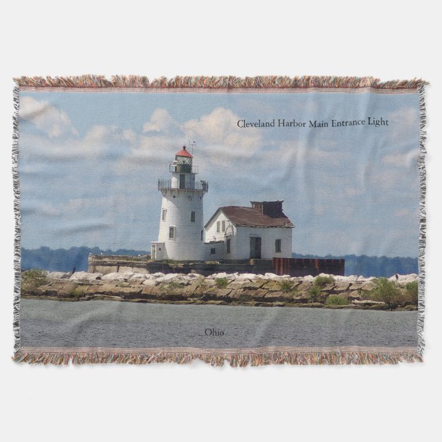 Cleveland Harbour Main Entrance Light throw blanke Blanket (Front)