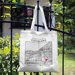 Cleveland Love Locator   City Map Wedding Welcome Tote Bag