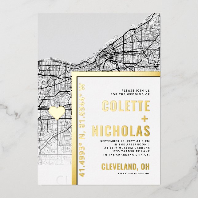 Cleveland Love Locator | City Themed Wedding (Front)