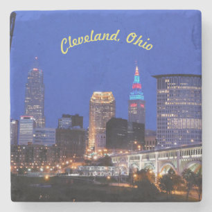 Cleveland Night Skyline Stone Coaster