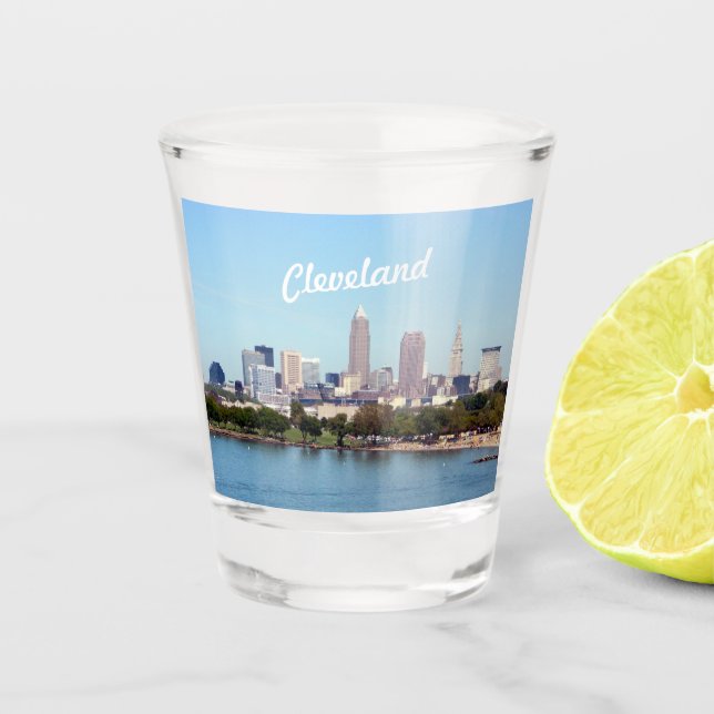 Cleveland OH Lake Skyline Shot Glass (Front)