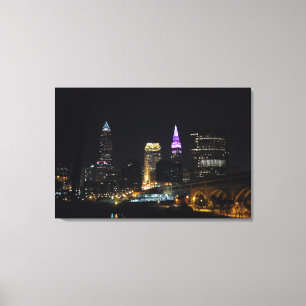 Cleveland OH River View Purple Canvas Print