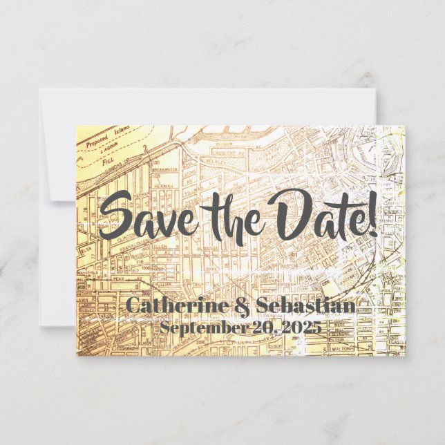 Cleveland, OH Vintage Map Save The Date (Front)