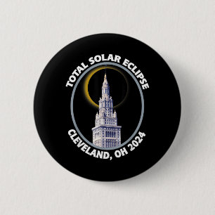 Cleveland Ohio 2024 Total Solar Eclipse Path of 6 Cm Round Badge