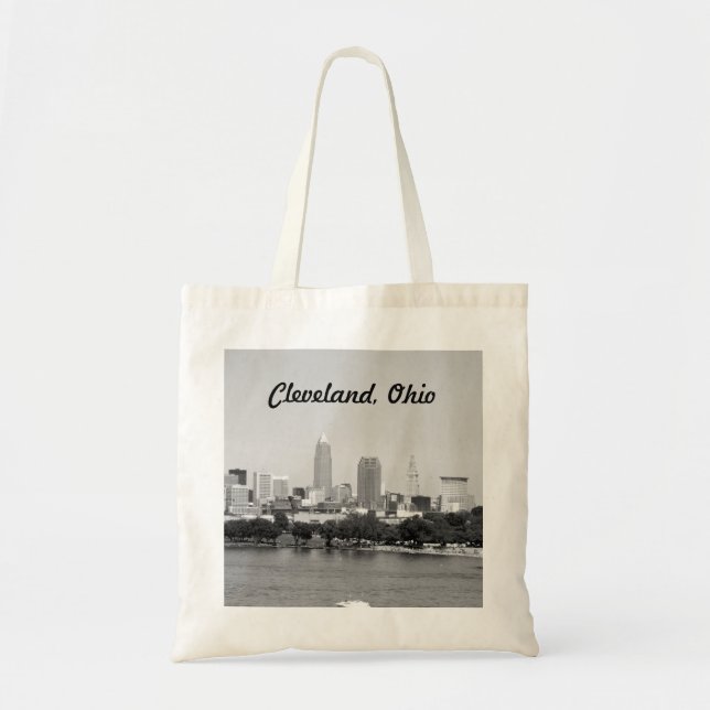 Cleveland, Ohio Black and White Tote (Front)