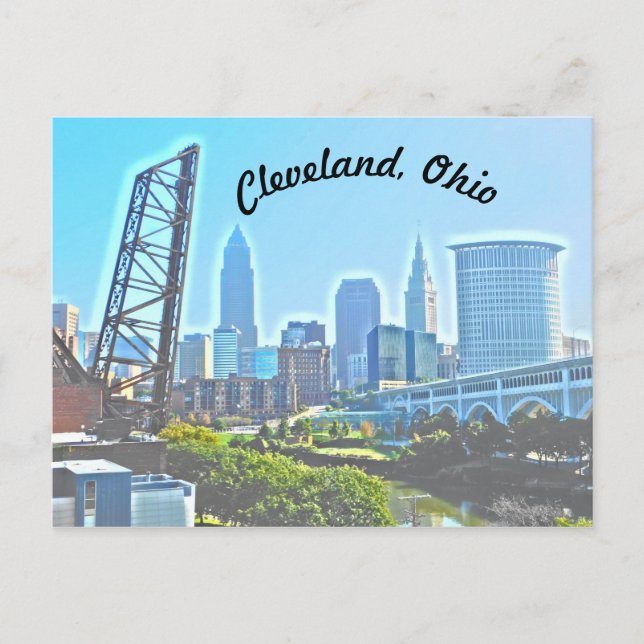 Cleveland, Ohio Blue Riverview Postcard (Front)